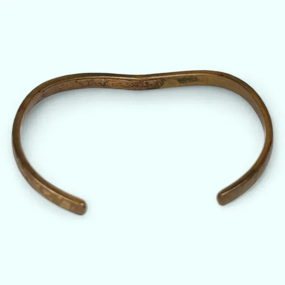 Vintage Sergio Lub Hammered Copper Open Bangle - Picture 2 of 5
